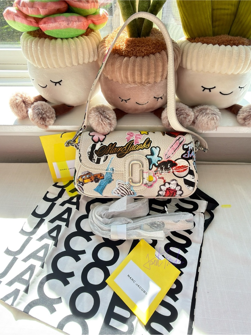 NWT 🚕 Marc Jacobs The Clover Sticker Shoulder Bag in White Multi